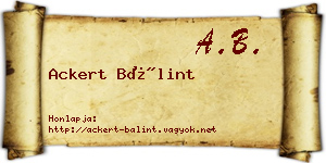 Ackert Bálint névjegykártya