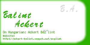 balint ackert business card